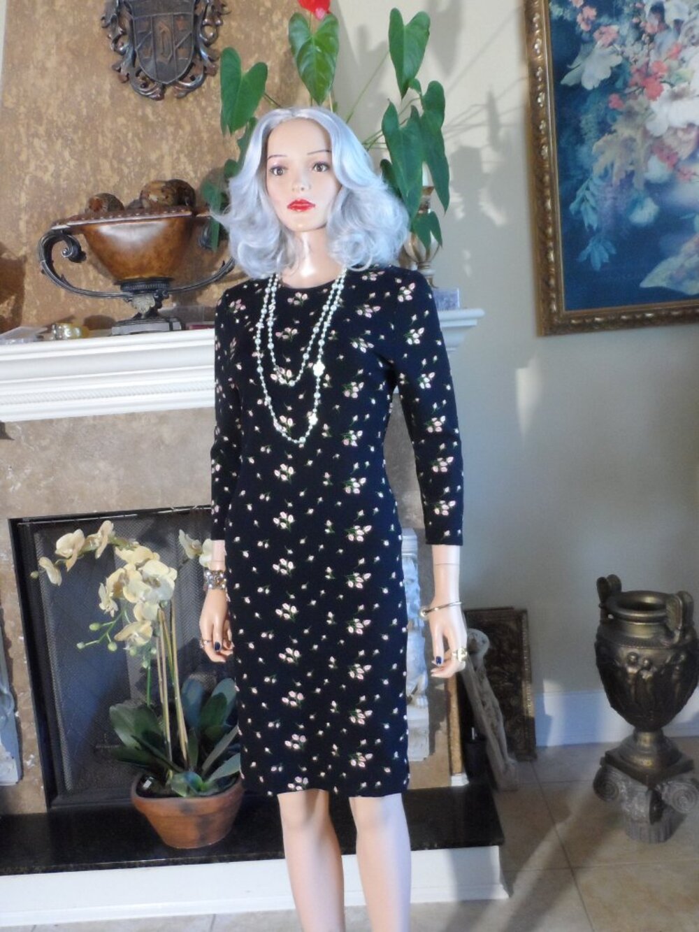 Erdem Black Floral Embroidered Sheath Dress Size 2